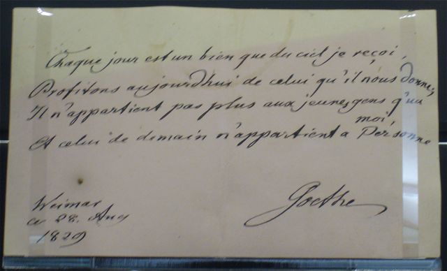 Goethe quatrain at MLM